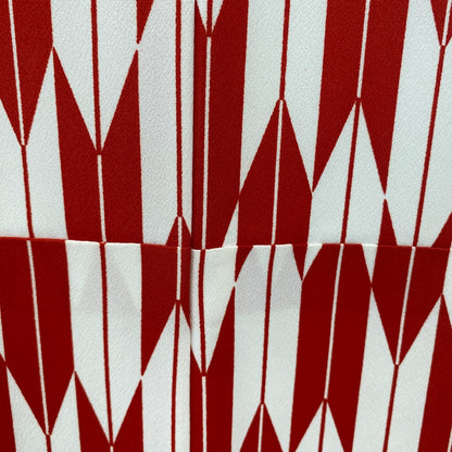 Japanese Vintage Kimono Cotton Red Komon Traditional Authentic Length 63 in19