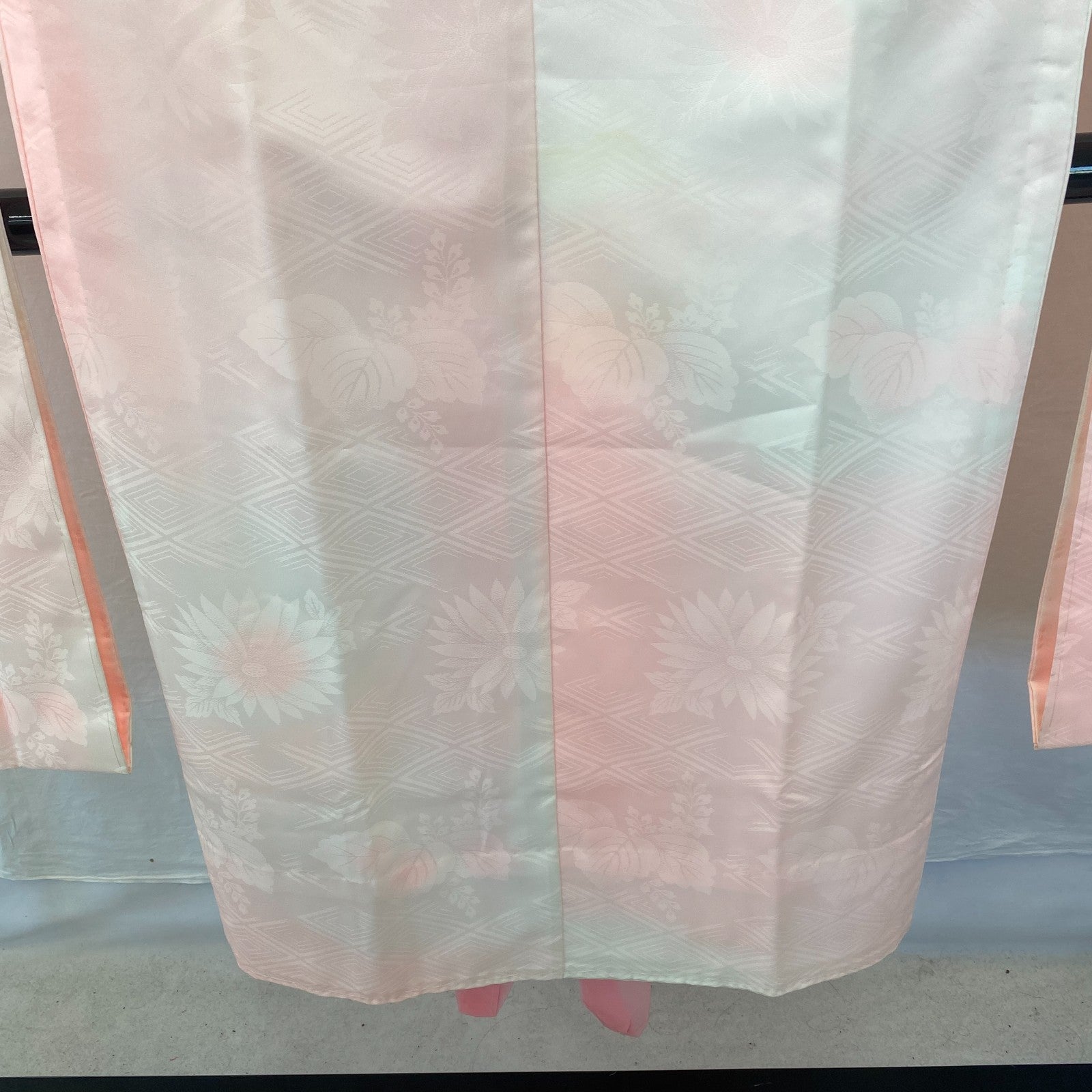 Japanese Vintage Kimono Juban Polyester Pink Drit Traditional Length 52 in21