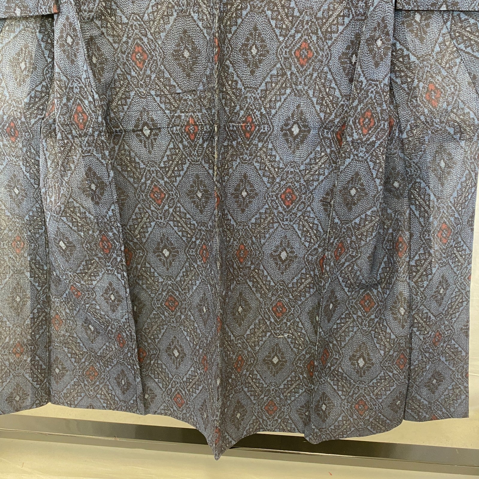 Japanese Vintage Kimono Silk Navy No Lining Oshima Tumugi Traditional Length57in21