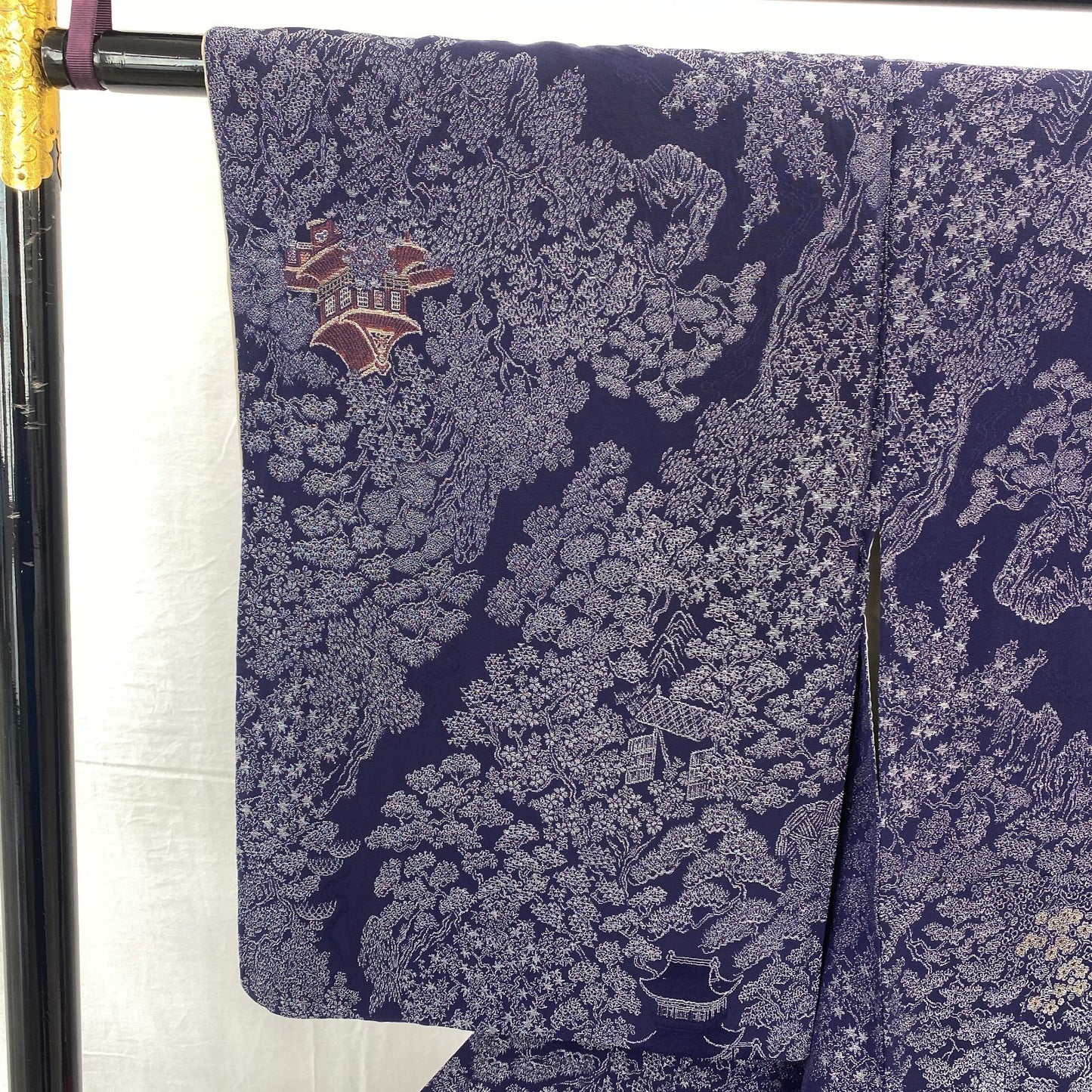 Japanese Vintage Kimono Silk Navy Komon Traditional Authentic Length 59 in15