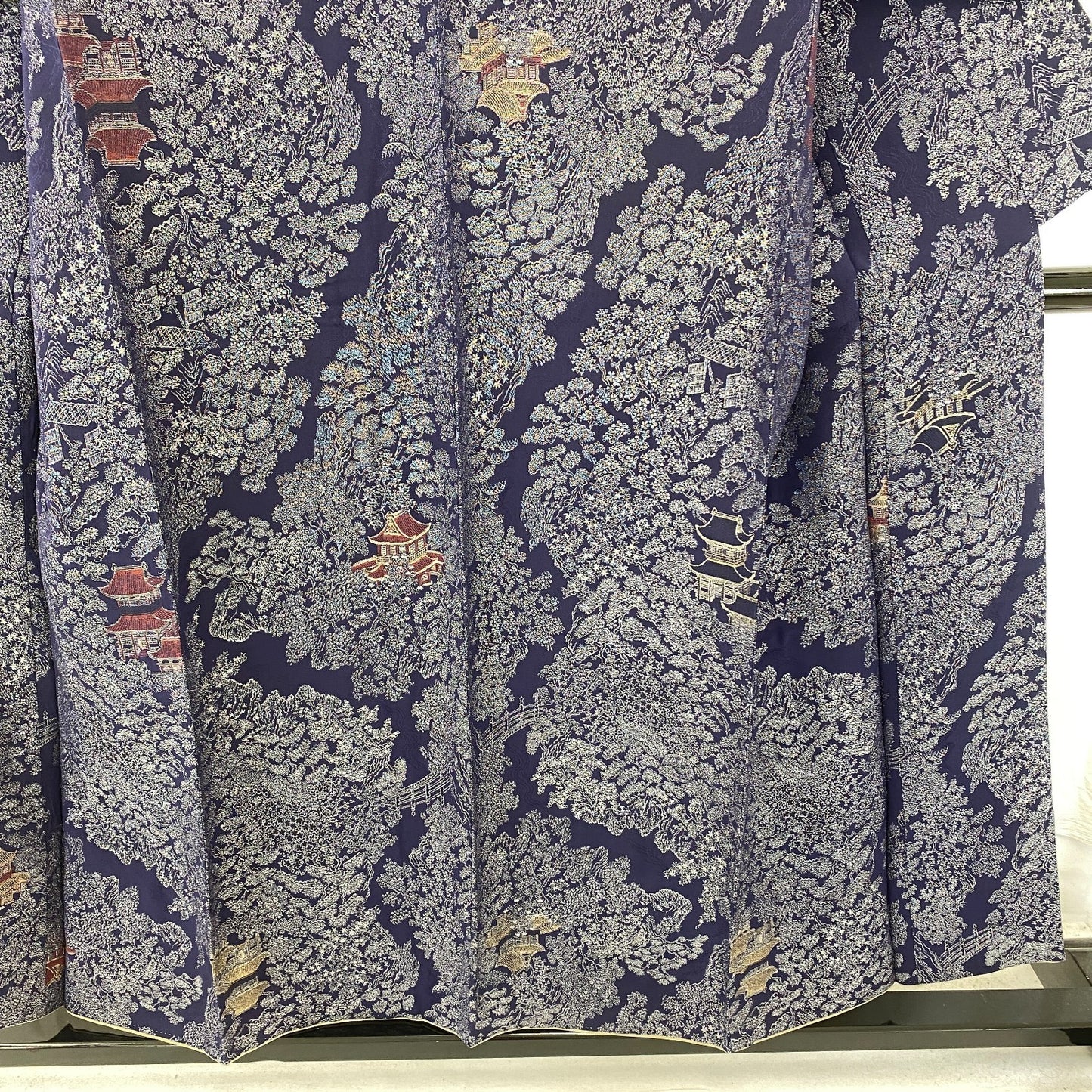 Japanese Vintage Kimono Silk Navy Komon Traditional Authentic Length 59 in21