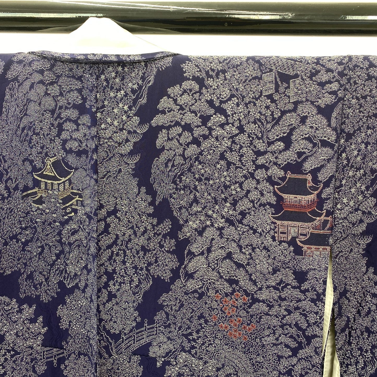 Japanese Vintage Kimono Silk Navy Komon Traditional Authentic Length 59 in17