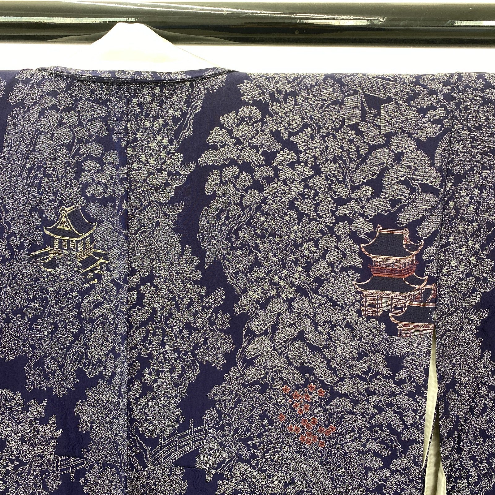 Japanese Vintage Kimono Silk Navy Komon Traditional Authentic Length 59 in17