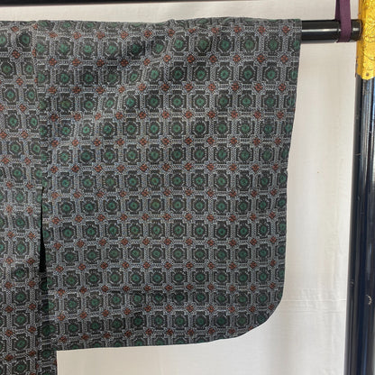 Japanese Vintage Kimono Haori Jacket Silk Gray Oshima Traditional Authentic 33in7