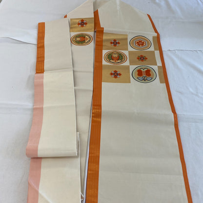 Japanese Vintage Kimono Nagoya Obi Cotton White Traditional Authentic 140 x 11in23