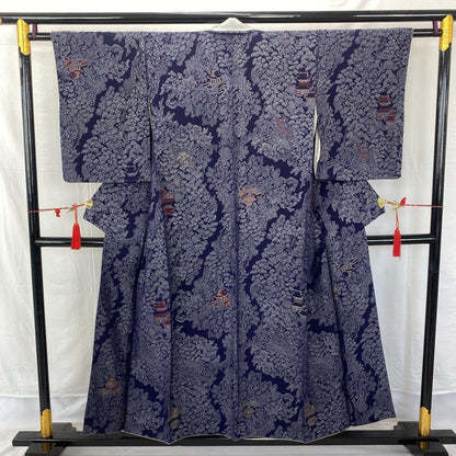Japanese Vintage Kimono Silk Navy Komon Traditional Authentic Length 59 in13