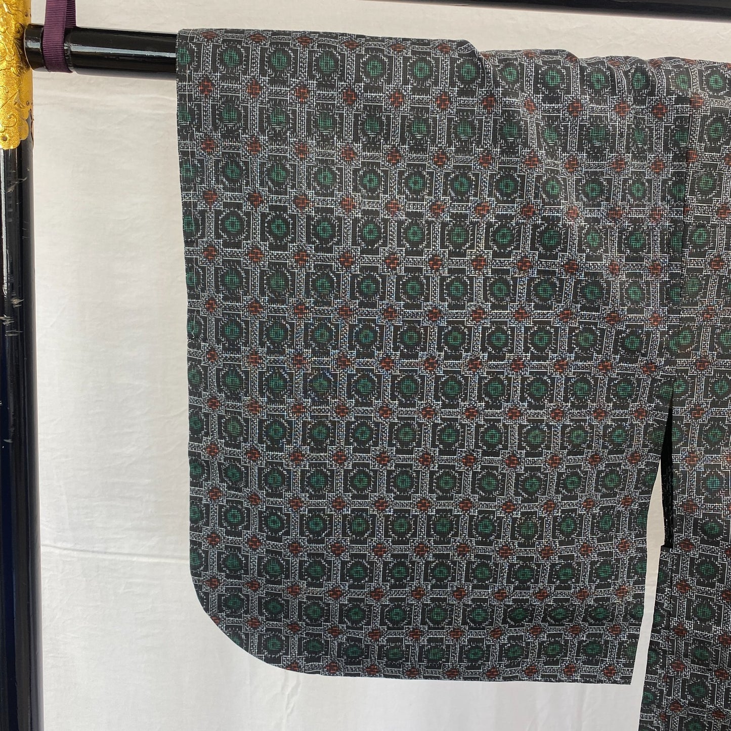 Japanese Vintage Kimono Haori Jacket Silk Gray Oshima Traditional Authentic 33in4