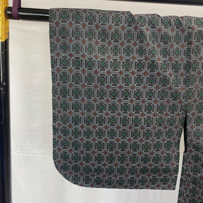 Japanese Vintage Kimono Haori Jacket Silk Gray Oshima Traditional Authentic 33in4