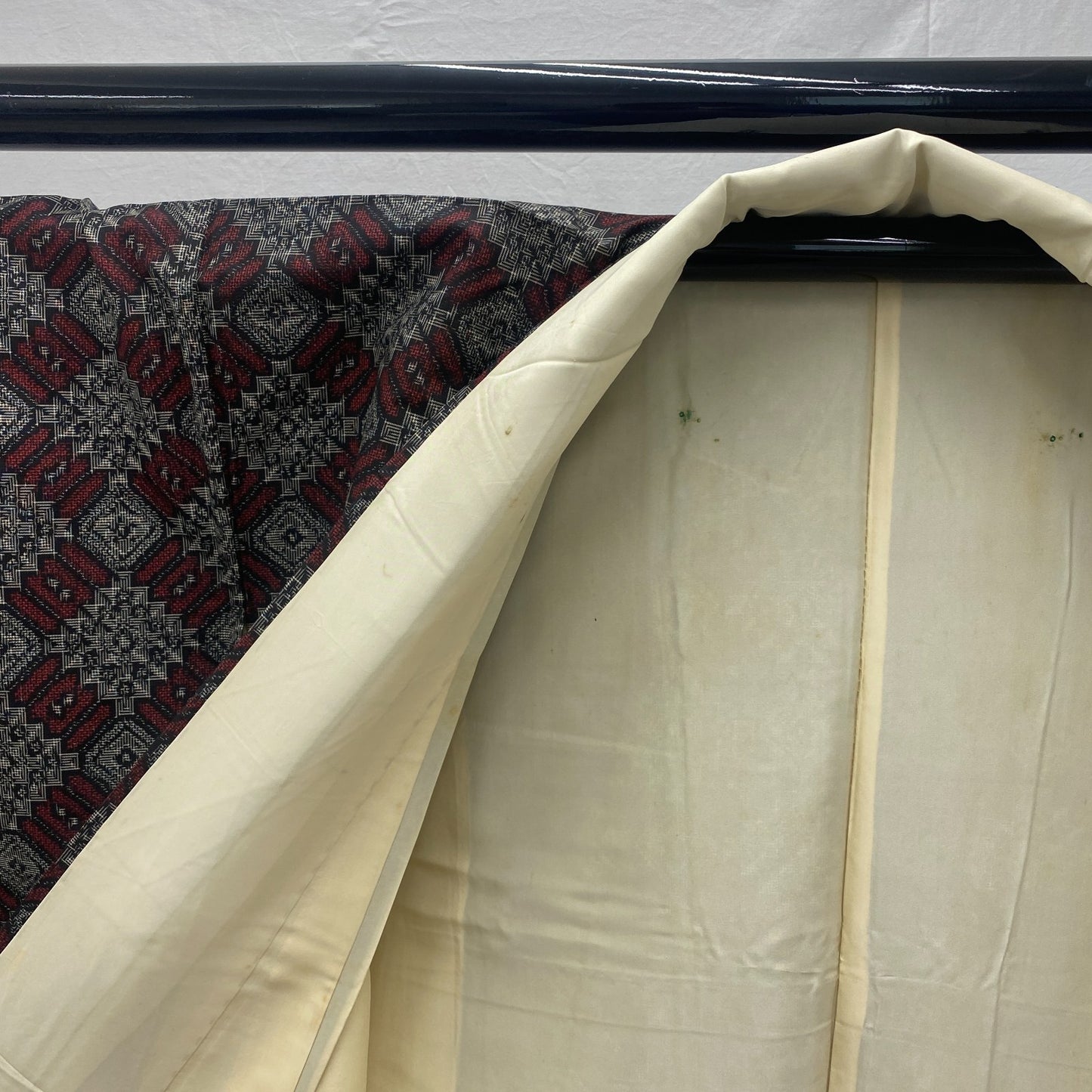 Japanese Vintage Kimono Silk Gray Oshima Traditional Authentic Length 59in5