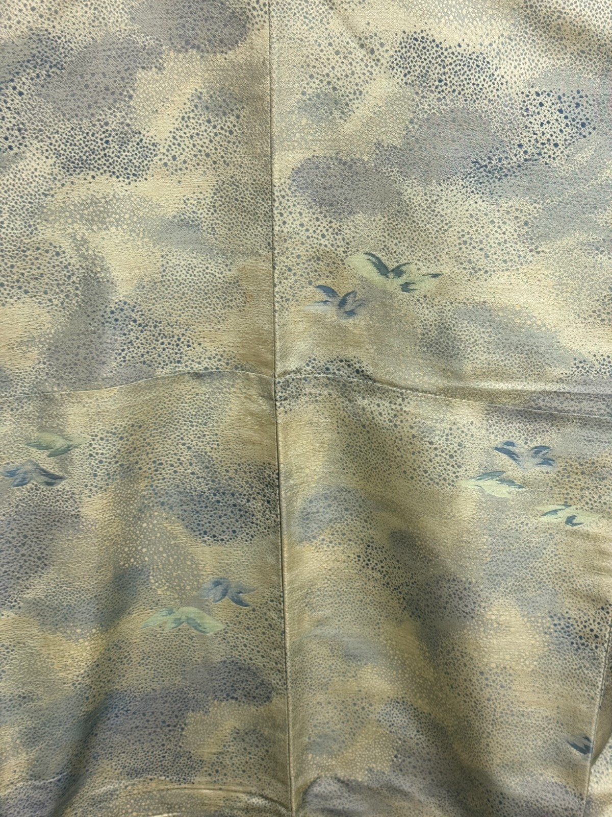 Japanese Vintage Kimono Silk Green Tsumugi Expensive Tradition Heigh 60.23in9