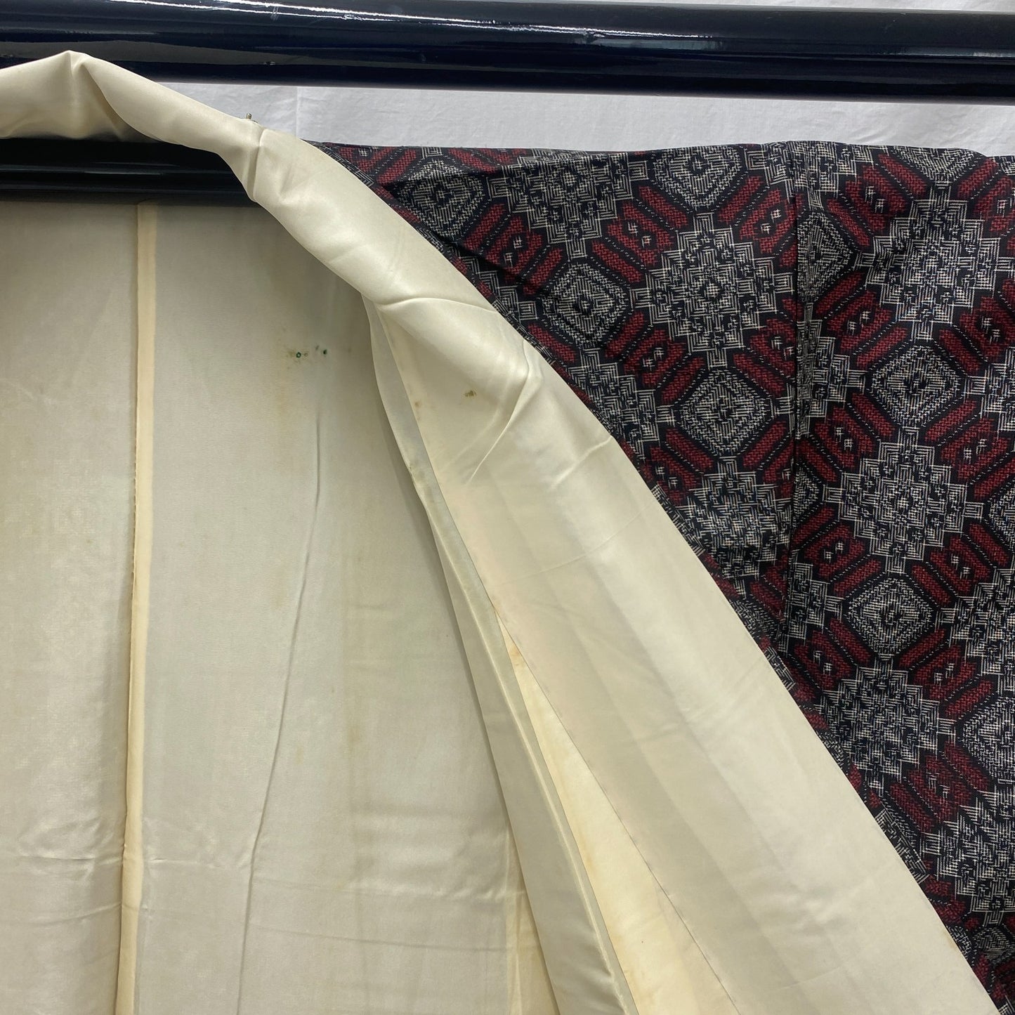 Japanese Vintage Kimono Silk Gray Oshima Traditional Authentic Length 59in6