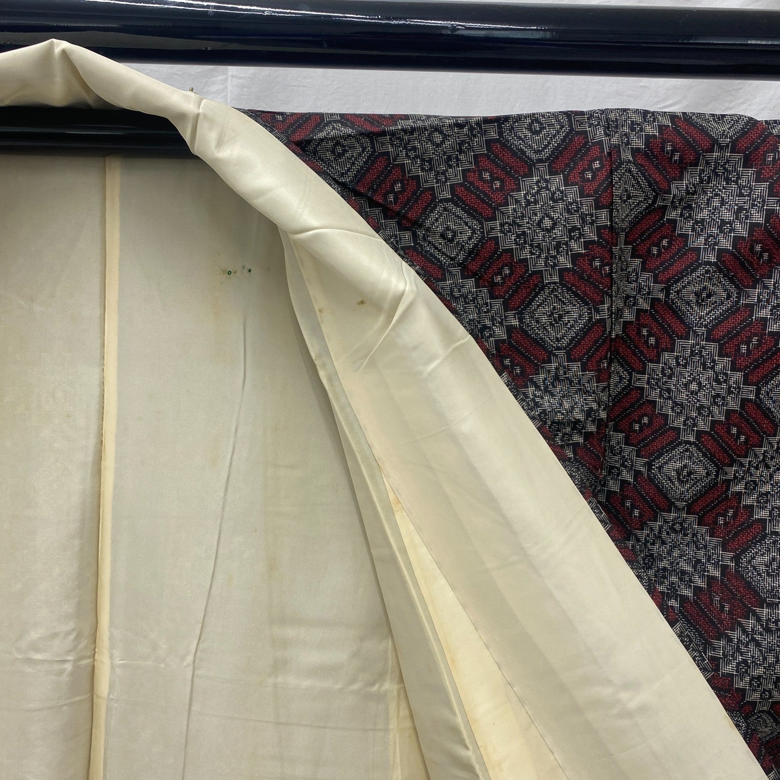 Japanese Vintage Kimono Silk Gray Oshima Traditional Authentic Length 59in6