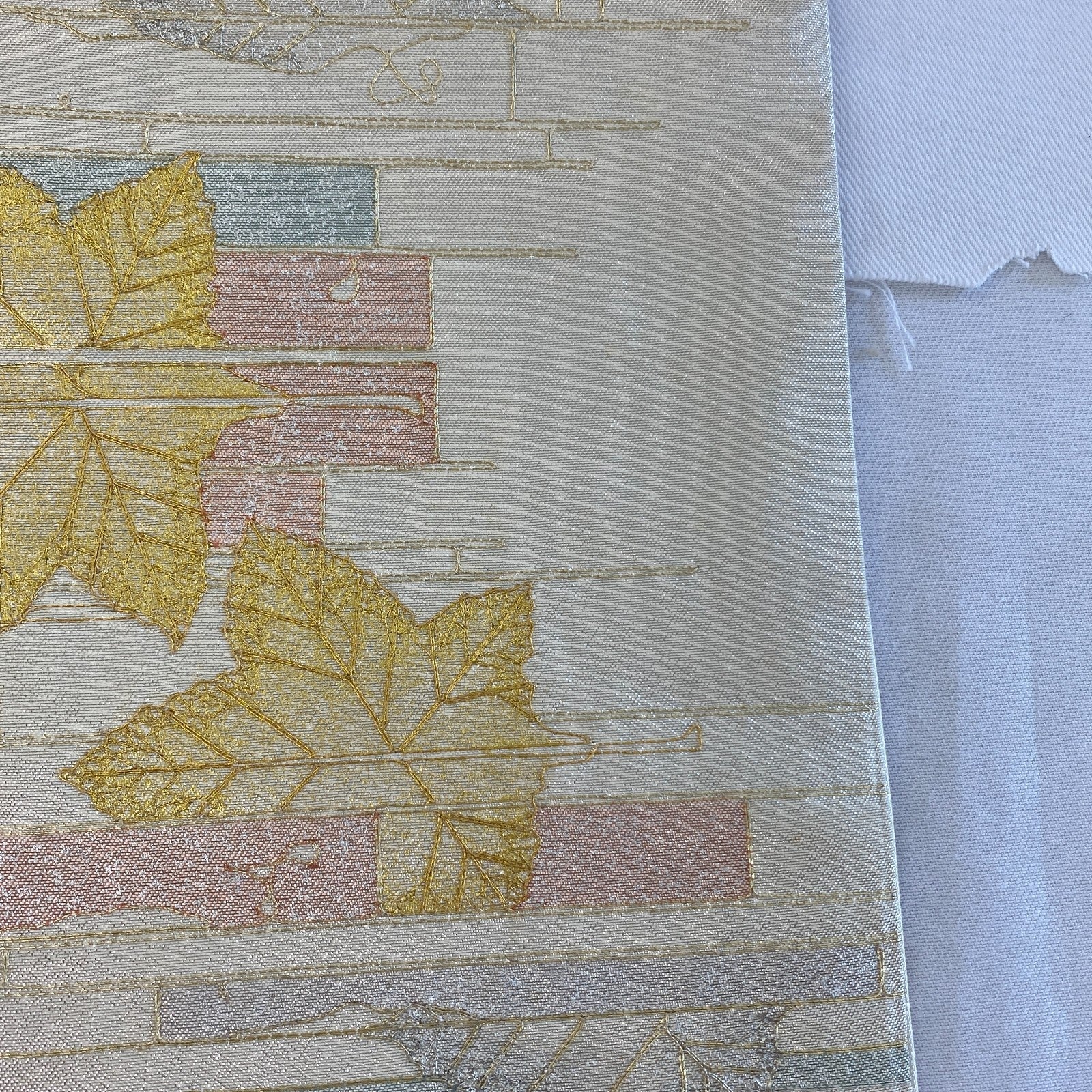 Japanese Vintage Kimono Nagoya Obi Polyester Silver Traditional Drit 144x 11 in9