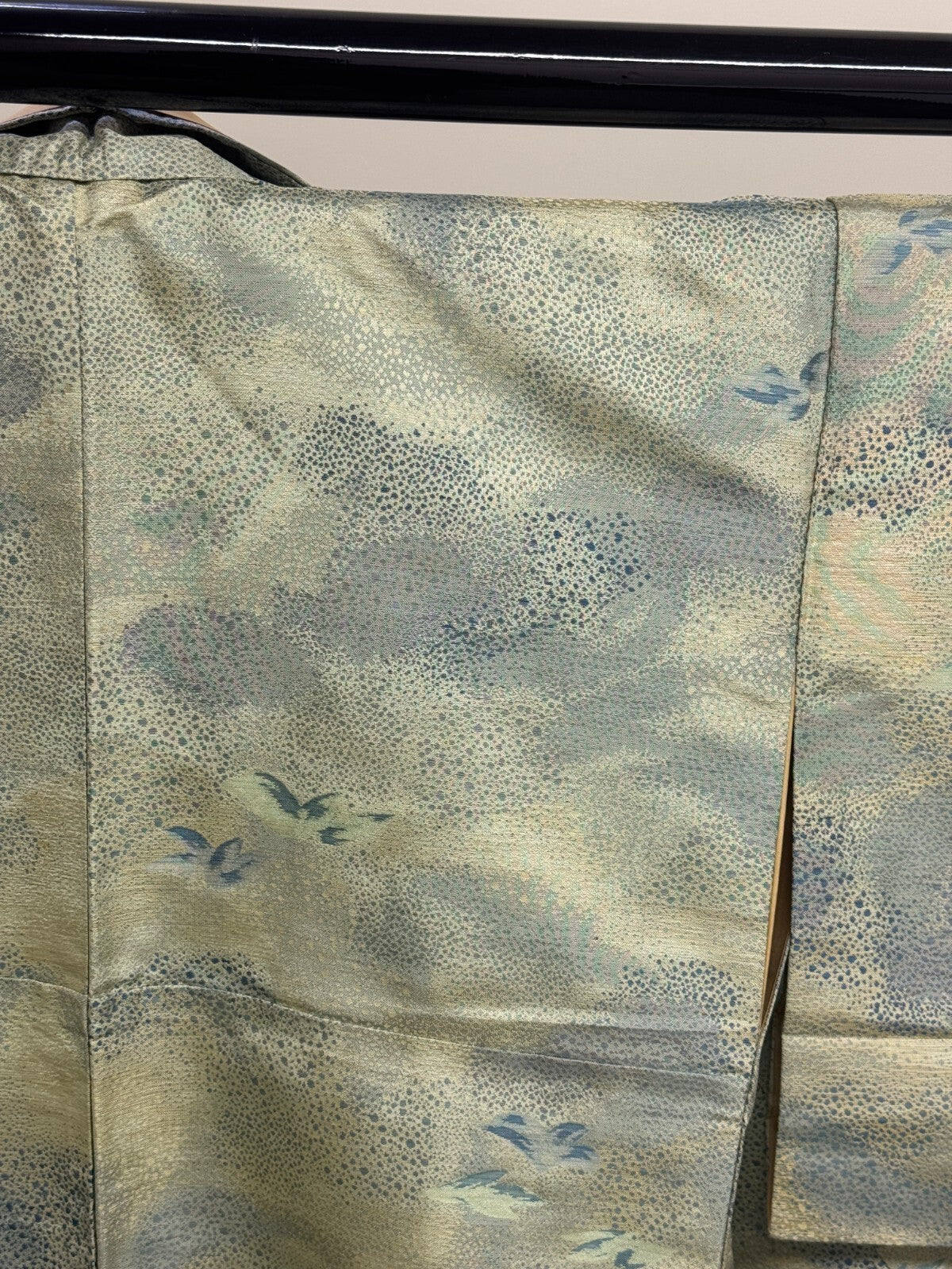 Japanese Vintage Kimono Silk Green Tsumugi Expensive Tradition Heigh 60.23in7
