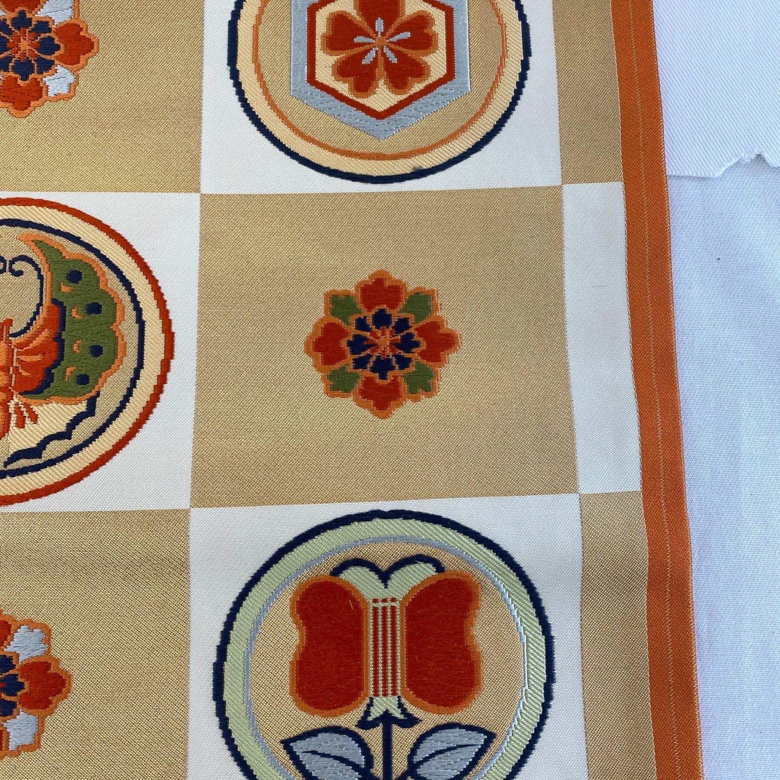 Japanese Vintage Kimono Nagoya Obi Cotton White Traditional Authentic 140 x 11in9