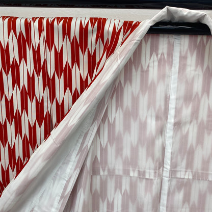 Japanese Vintage Kimono Cotton Red Komon Traditional Authentic Length 63 in5