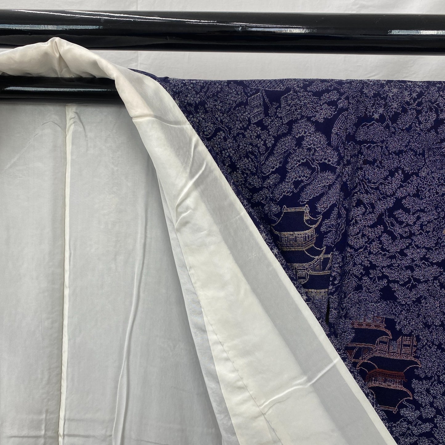 Japanese Vintage Kimono Silk Navy Komon Traditional Authentic Length 59 in6