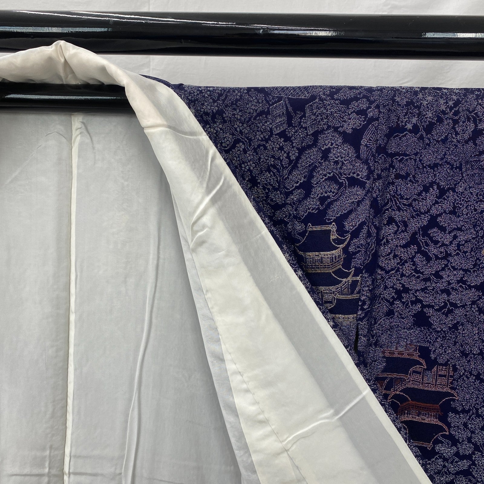 Japanese Vintage Kimono Silk Navy Komon Traditional Authentic Length 59 in6