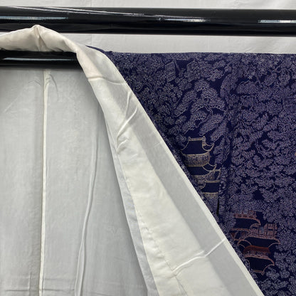 Japanese Vintage Kimono Silk Navy Komon Traditional Authentic Length 59 in6