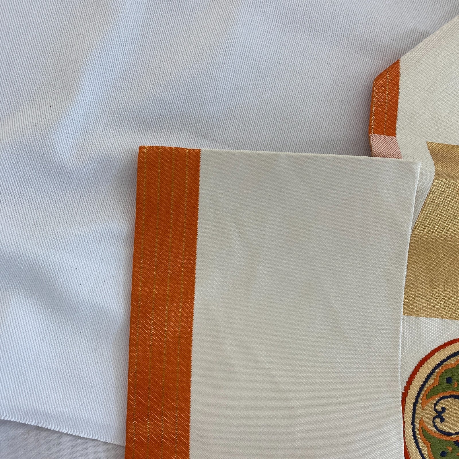 Japanese Vintage Kimono Nagoya Obi Cotton White Traditional Authentic 140 x 11in21