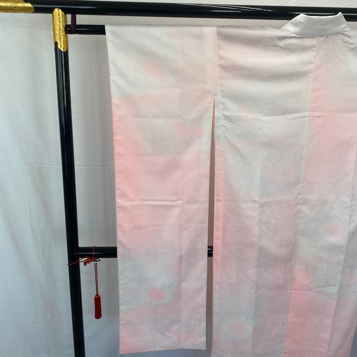 Japanese Vintage Kimono Juban Polyester Pink Drit Traditional Length 52 in15