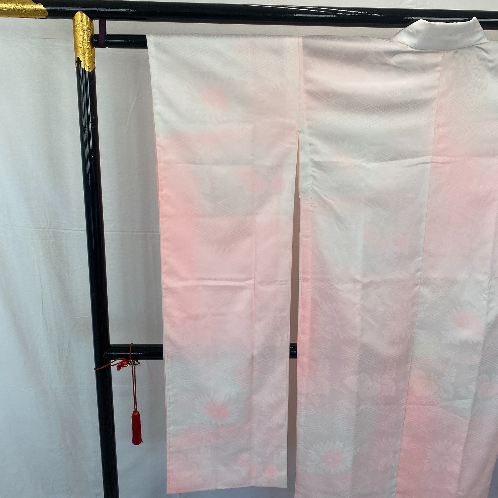 Japanese Vintage Kimono Juban Polyester Pink Drit Traditional Length 52 in15