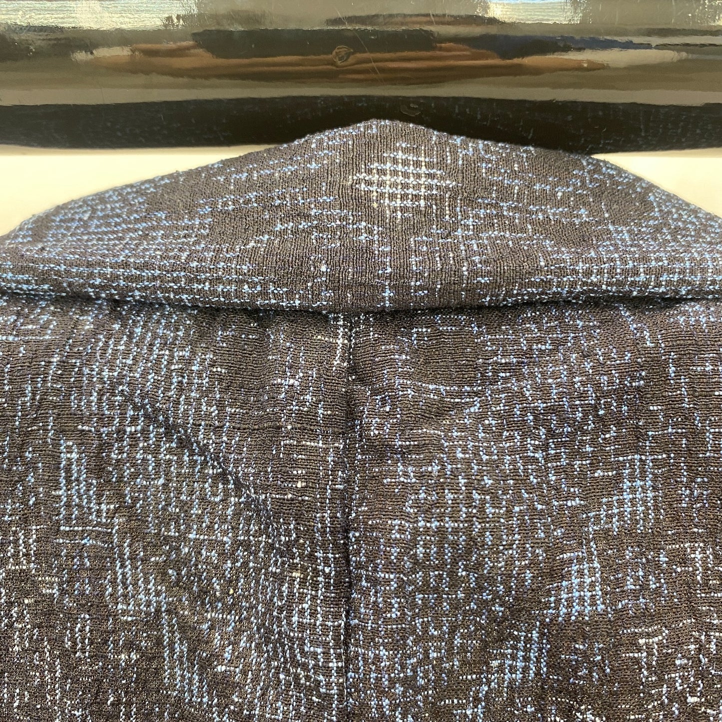 Japanese Vintage Kimono Silk Navy No Lining Oshima Tumugi Traditional Length57in14