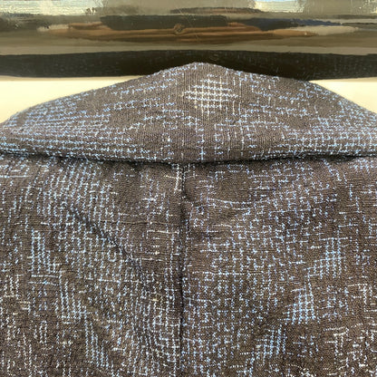 Japanese Vintage Kimono Silk Navy No Lining Oshima Tumugi Traditional Length57in14