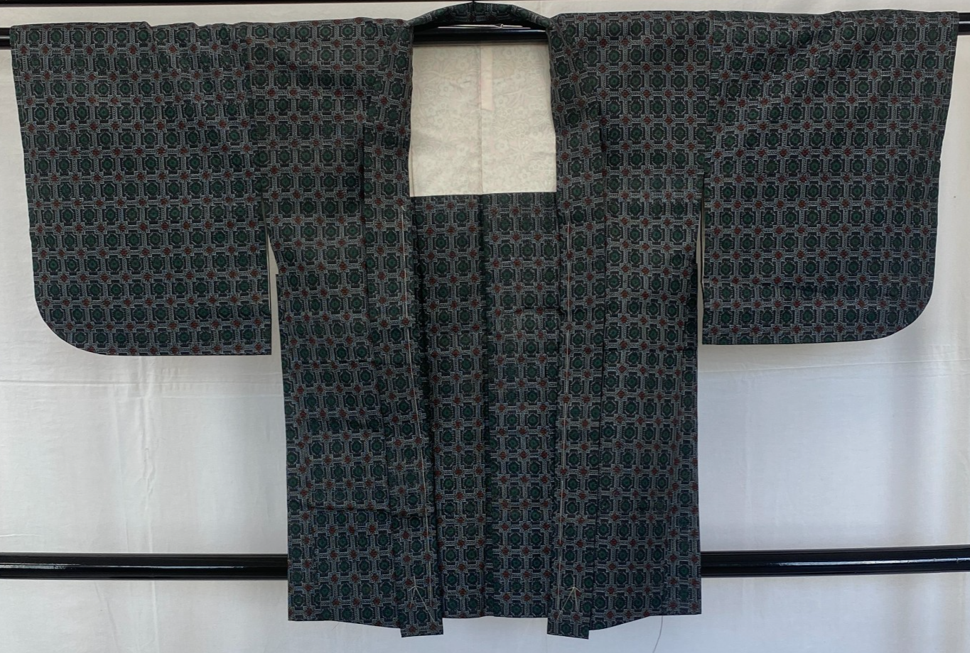 Japanese Vintage Kimono Haori Jacket Silk Gray Oshima Traditional Authentic 33in0